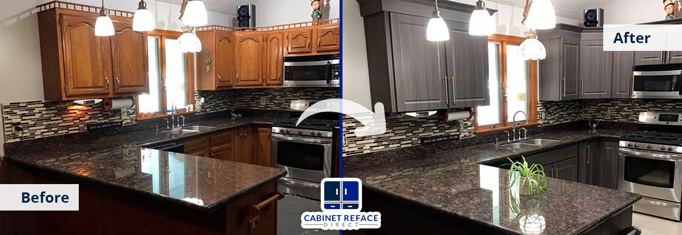 Geneva Cabinet Refacing Before and After With Wooden Cabinets Turning to White Modern Cabinets